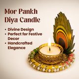 Handcrafted Mor Pankh Candle Holder