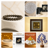 KS Business Prosperity Kit (Pyrite Bracelet, Selenite Plate, Kuber Stone Box, Vyapar Vriddhi Yantra, Pyrite Anklet, 7 horses hanging plate, Gomtichakra Shree Yantra Pyramid, Evil Eye Tree)