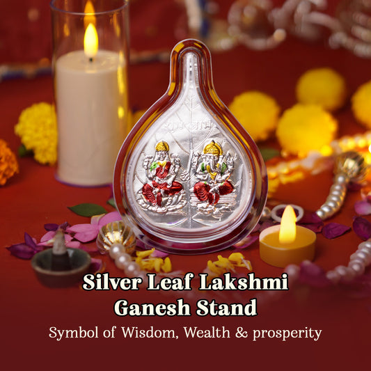 Silver Leaf Lakshmi Ganesh Stand