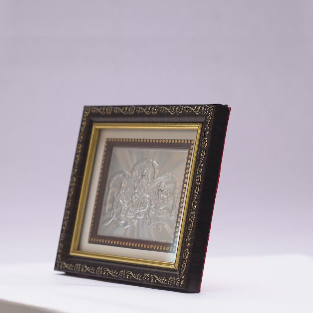 Silver Plated Lakshmi Ganesh & Saraswati Frame